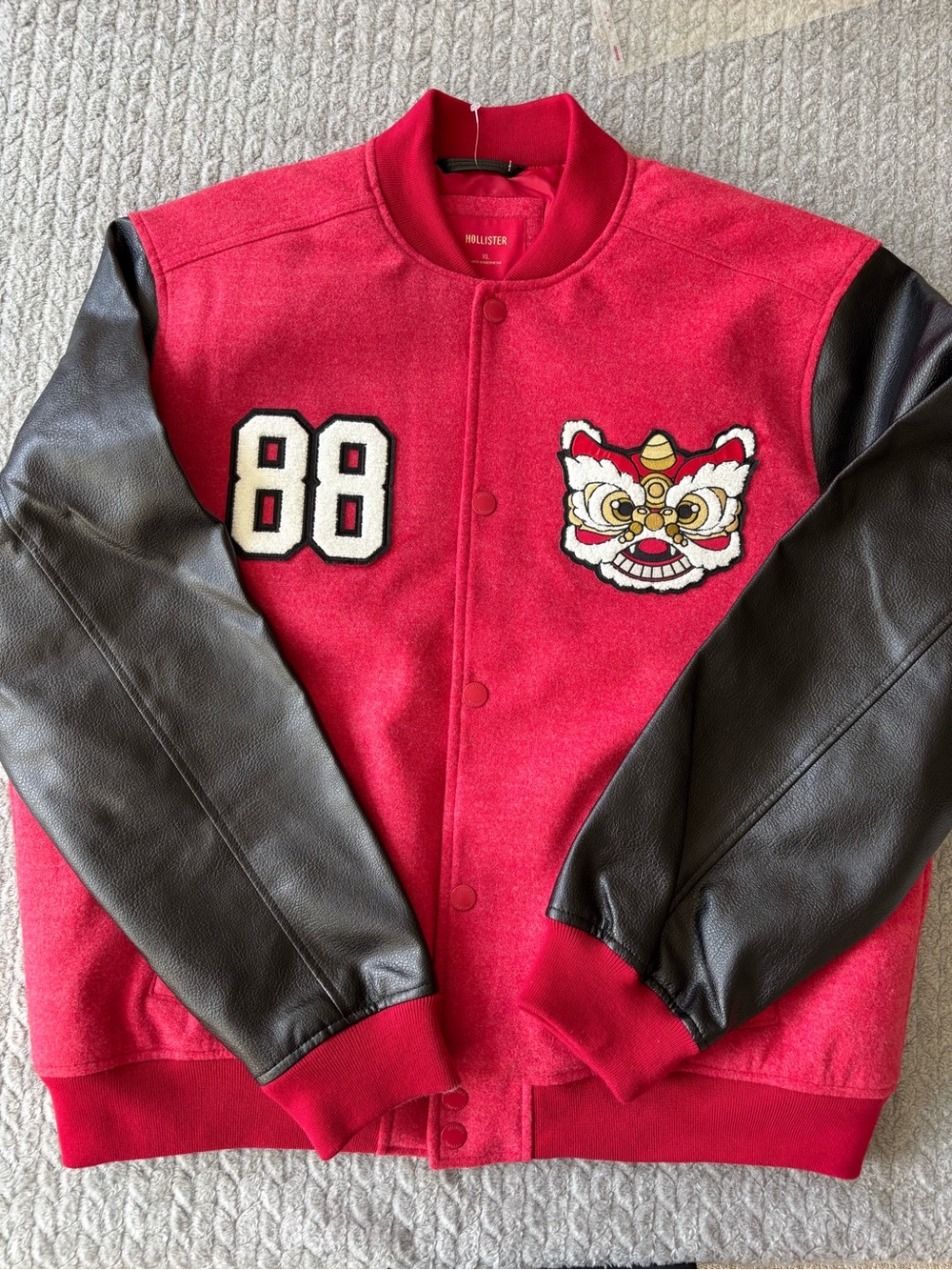 Hollister Lunar New Year Lion Dance Good Luck Varsity Jacket XL NWOT